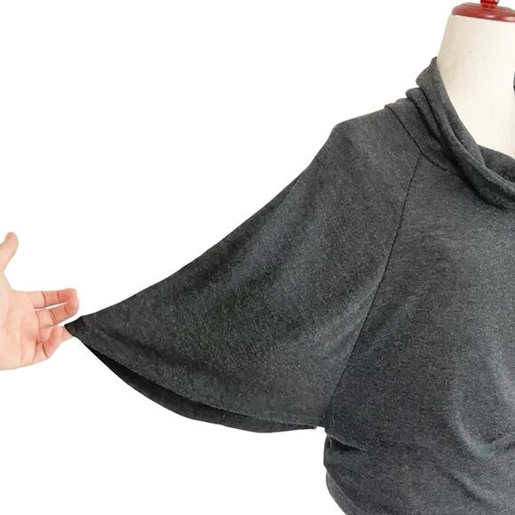 NINE 1 EIGHT Incredibly Soft Batwing Cowl Neck Top Charcoal Gray Sz L - Picture 2 of 8